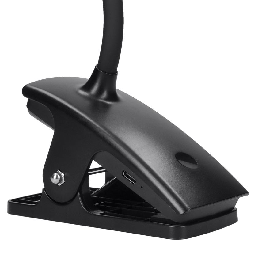 LED himmennettävä joustava ladattava pöytävalaisin klipsillä LED/2W/1800 mAh 3000/4000/6500K musta