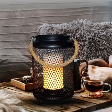 LED Koristeellinen pöytävalaisin LED/3xAA musta