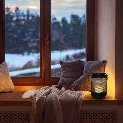 LED Koristeellinen pöytävalaisin LED/3xAA musta