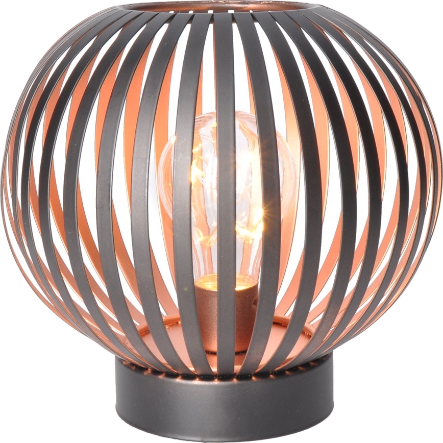 LED Koristeellinen pöytävalaisin LED/3xAA musta/kupari