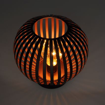 LED Koristeellinen pöytävalaisin LED/3xAA musta/kupari