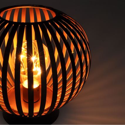 LED Koristeellinen pöytävalaisin LED/3xAA musta/kupari