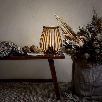 LED Koristeellinen pöytävalaisin LED/2xAA bambu