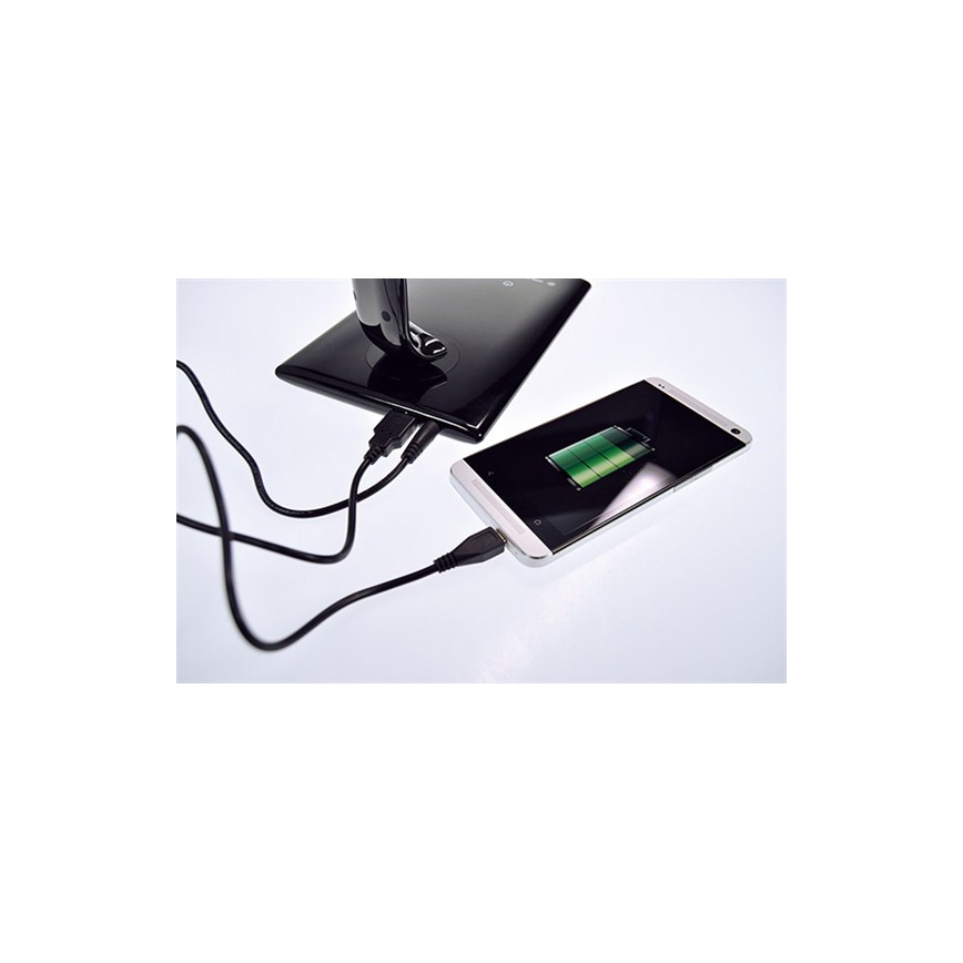 LED Himmennettävä pöytävalaisin USB-liitännällä LED/12W/230V musta