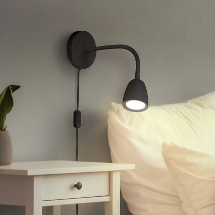 LED Himmenntettäv pieni seinä lamppu LED/4W/230V musta