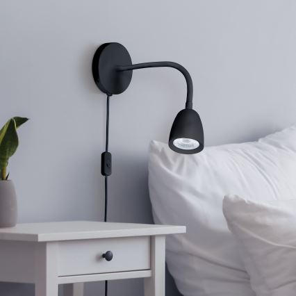 LED Himmenntettäv pieni seinä lamppu LED/4W/230V musta