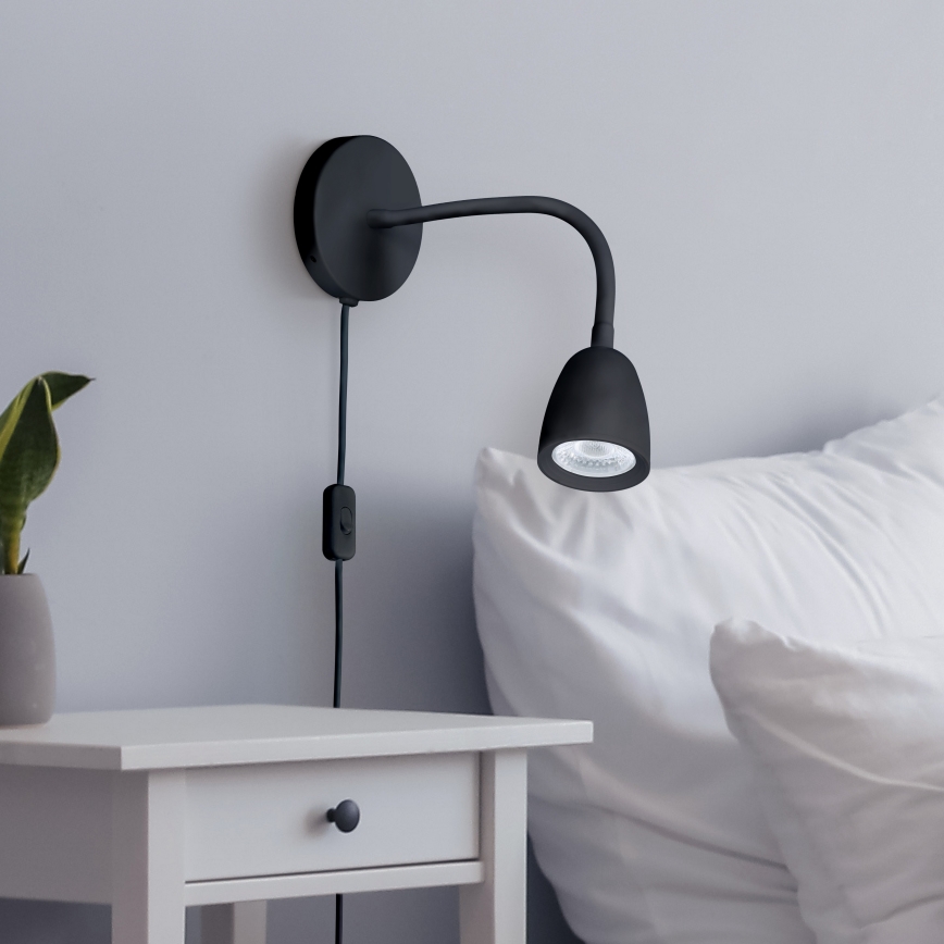 LED Himmenntettäv pieni seinä lamppu LED/4W/230V musta