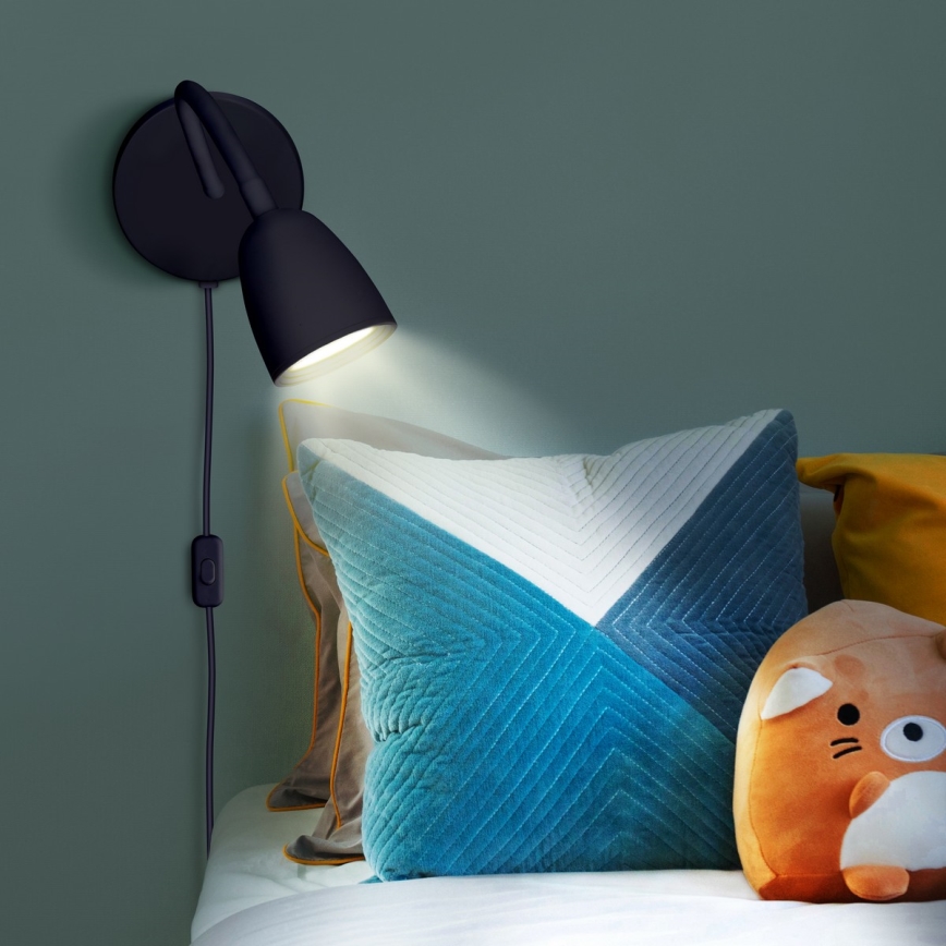 LED Himmenntettäv pieni seinä lamppu LED/4W/230V musta