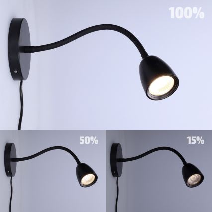 LED Himmenntettäv pieni seinä lamppu LED/4W/230V musta