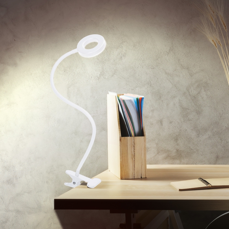 Himmennettävä LED-pöytälamppu klipsillä LED/8W/230V 3000/4000/5000K, valkoinen