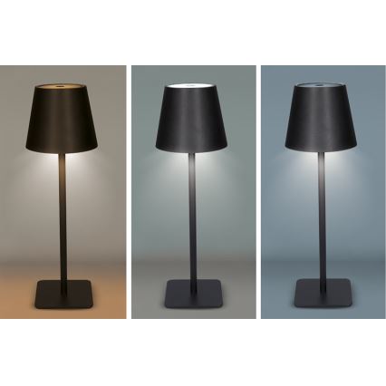 LED-himennettävä ladattava kosketusohjattu pöytälamppu LUCCA LED/3,7V 3000/4000/6500K 2000 mAh musta
