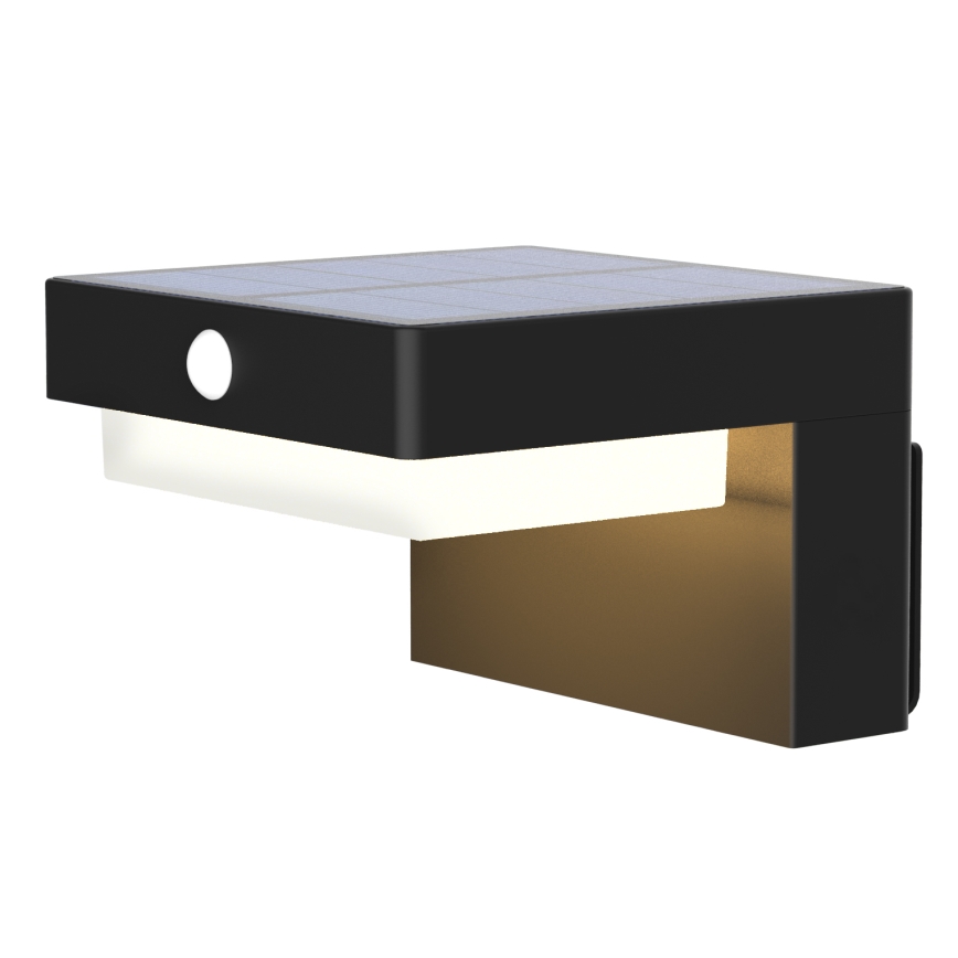 LED aurinkokäyttöinen seinävalaisin liiketunnistimella ja hämäräkytkimellä PALERMO LED/5W/3,7V 2000 mAh IP54 musta