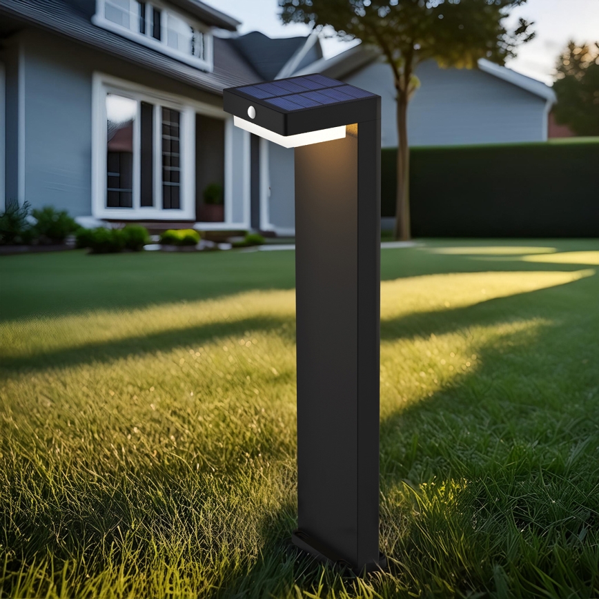 LED aurinkokennovalo liiketunnistimella ja hämäräkytkimellä PALERMO LED/5W/5V 2000 mAh IP54 musta