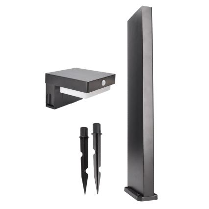 LED aurinkokennovalo liiketunnistimella ja hämäräkytkimellä PALERMO LED/5W/5V 2000 mAh IP54 musta