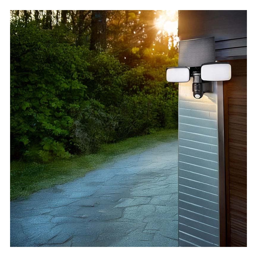 LED-aurinkovalonheitin liiketunnistimella LED/9W/3,7V 3600 mAh IP54