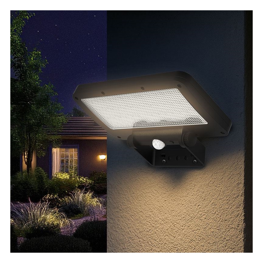 Aurinkokäyttöinen LED-valonheitin anturilla LED/5W/3,7V 1500 mAh IP54