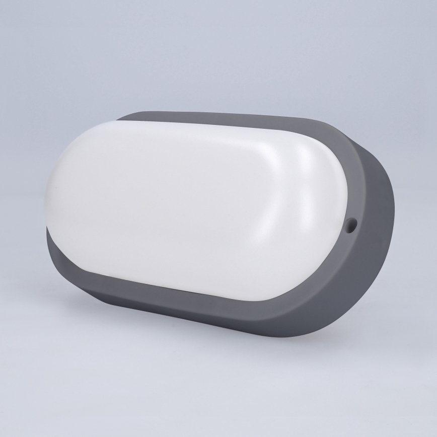 LED-ulkoseinävalaisin LED/13W/230V 4000K IP54 harmaa soikea