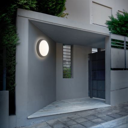 LED-ulkoseinävalaisin LED/20W/230V 4000K IP54 harmaa pyöreä