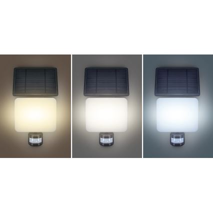 LED aurinkokennovalo liiketunnistimella LED/11W/3,7V 4400mAh 3000K/4000K/6500K IP54