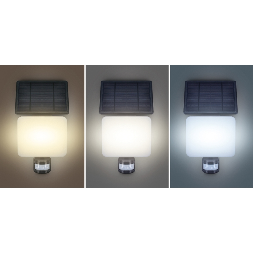 LED aurinkokennovalo liiketunnistimella LED/11W/3,7V 4400mAh 3000K/4000K/6500K IP54