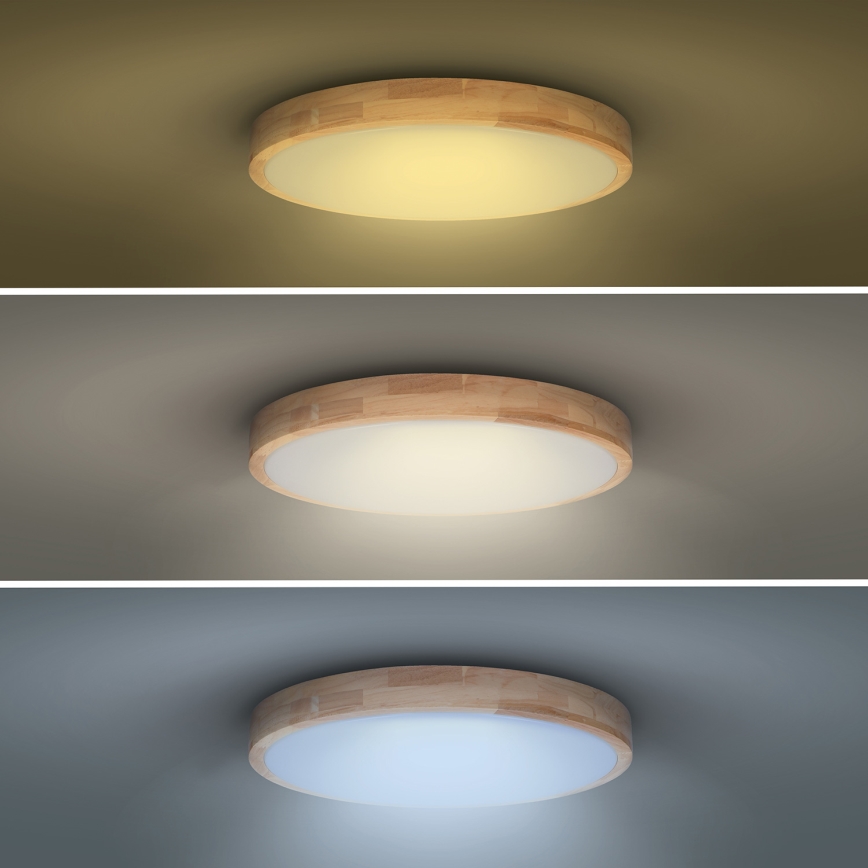LED himmennettävä kattovalaisin SOLID OAK LED/60W/230V 3000-6500K tammi Ø 51 cm + kaukosäädin