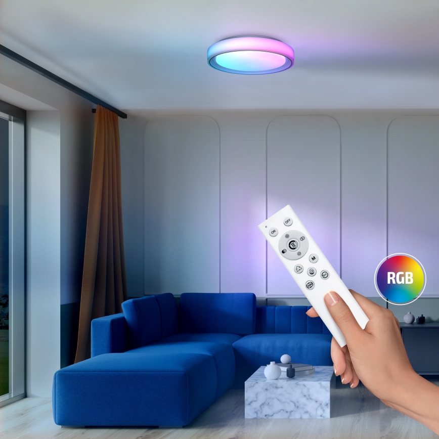 Himmennettävä LED-RGB-kattovalaisin FLOCO LED/30W/230V 3000-6500K + RGB/6W halkaisija 40cm + kauko-ohjaus