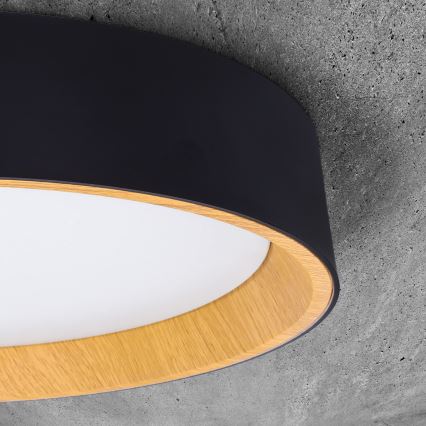 Himmennettävä LED-kattovalaisin LARIOS LED/48W/230V 3000-6500K halkaisija 39 cm musta + kauko-ohjaus