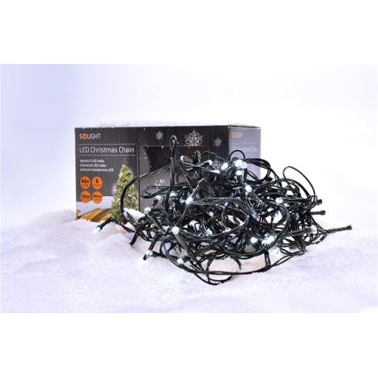 LED ulkoketju 100xLED/8 toimintoa IP44 13m kylmä valkoinen