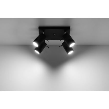 Kohdevalo RING 4 4xGU10/10W/230V musta