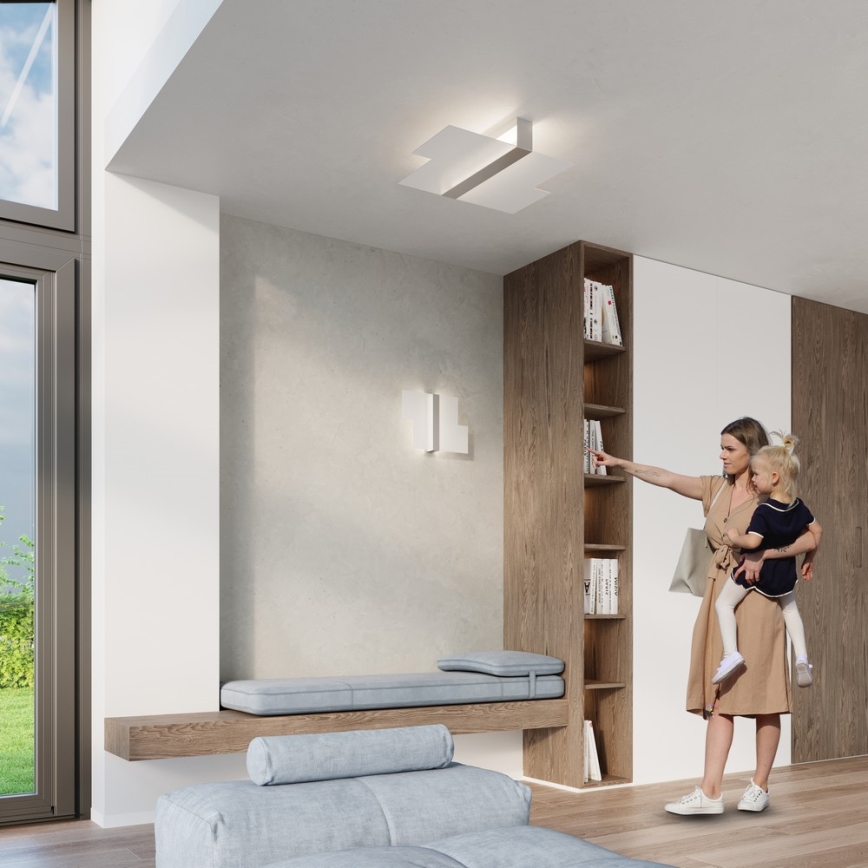 Kattovalo MASSIMO 2xE27/60W/230V valkoinen/kiiltävä kromi