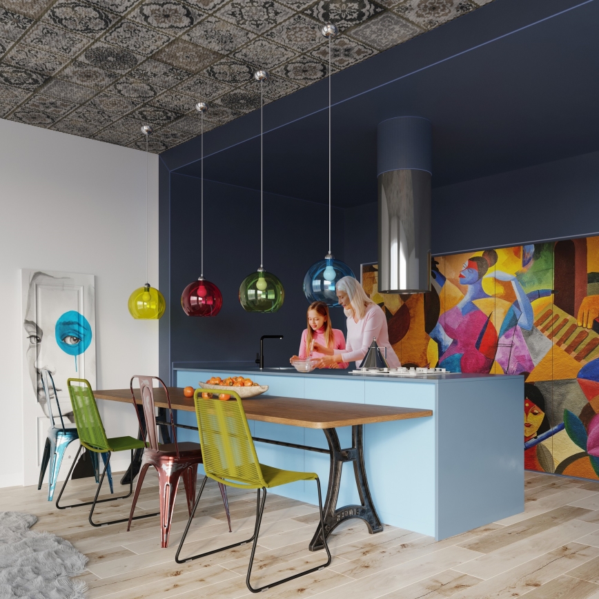 Riippuvalaisin johdolla BALL 1xE27/15W/230V Ø 30 cm valkoinen/kiiltävä kromi