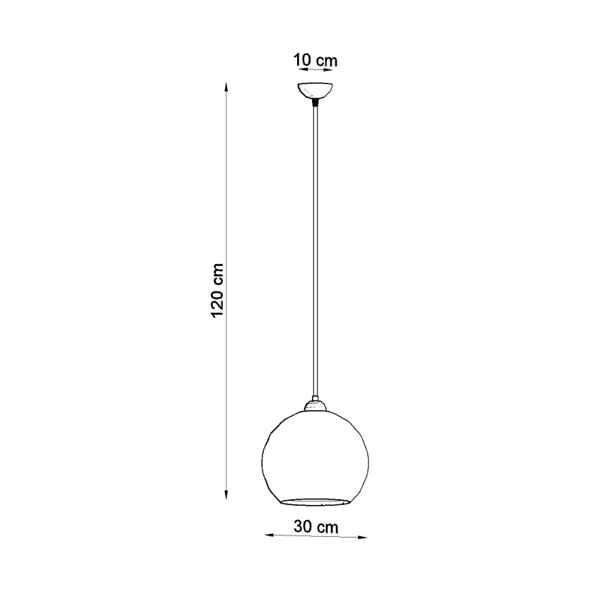 Riippuvalaisin johdolla BALL 1xE27/15W/230V Ø 30 cm valkoinen/kiiltävä kromi