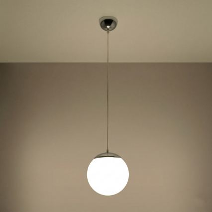 UGO-riippuvalaisin johdolla 1xE27/15W/230V halkaisija 20 cm valkoinen/kiiltävä kromi