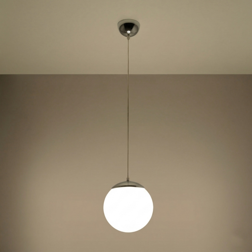 UGO-riippuvalaisin johdolla 1xE27/15W/230V halkaisija 20 cm valkoinen/kiiltävä kromi