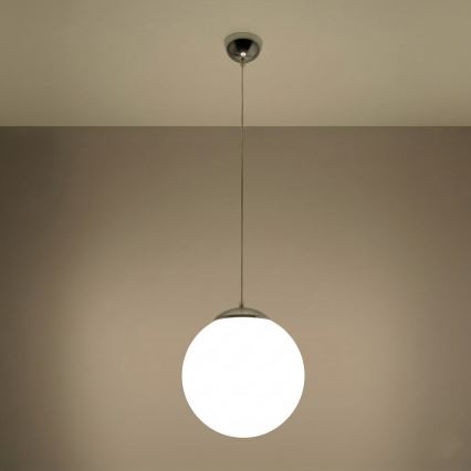 Riippuvalaisin johdolla UGO 1xE27/15W/230V halkaisija 30 cm valkoinen/kiiltävä kromi