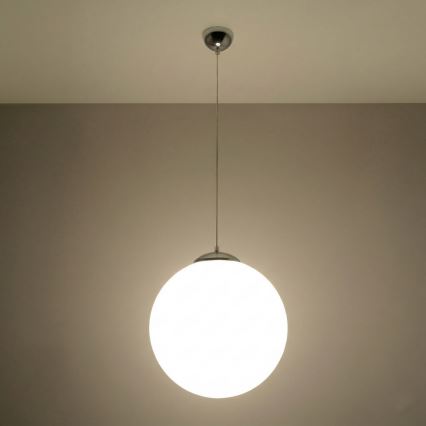 Riippuvalaisin johdolla UGO 1xE27/15W/230V Ø 40 cm valkoinen/kiiltävä kromi