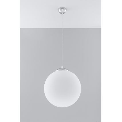 Riippuvalaisin johdolla UGO 1xE27/15W/230V Ø 40 cm valkoinen/kiiltävä kromi