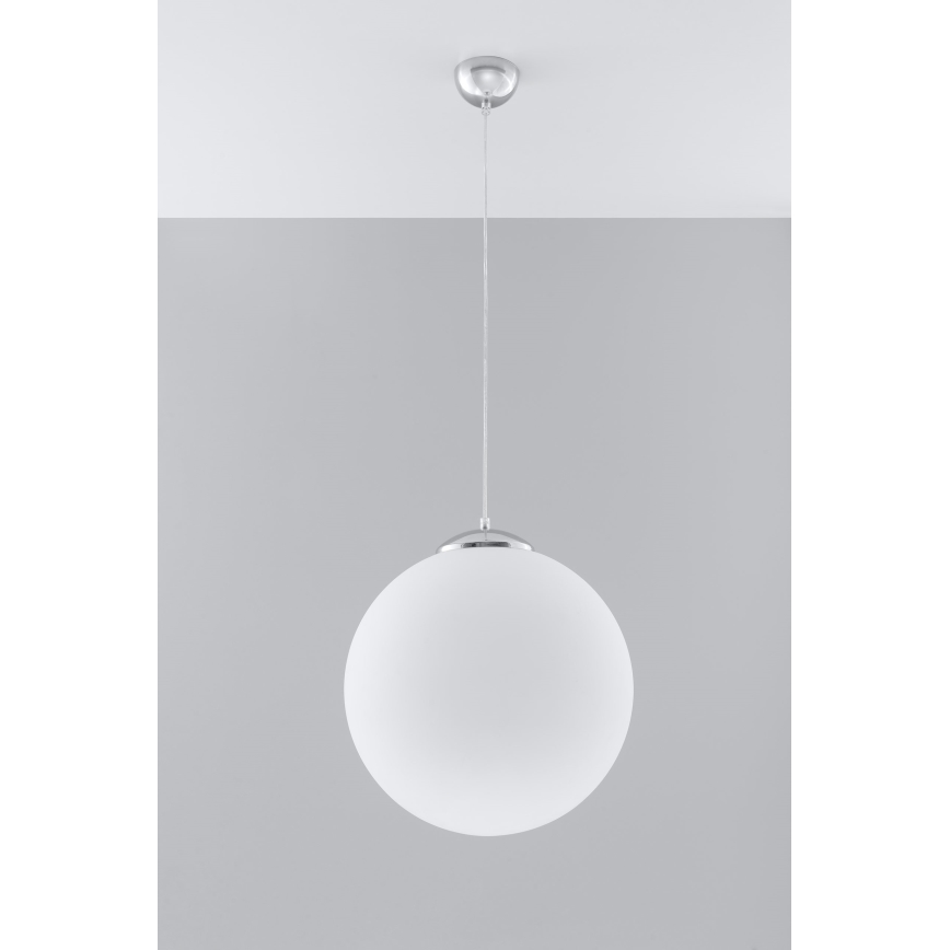 Riippuvalaisin johdolla UGO 1xE27/15W/230V Ø 40 cm valkoinen/kiiltävä kromi