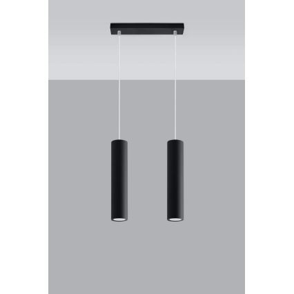 Kattokruunu johdossa LAGOS 2 2xGU10/10W/230V musta