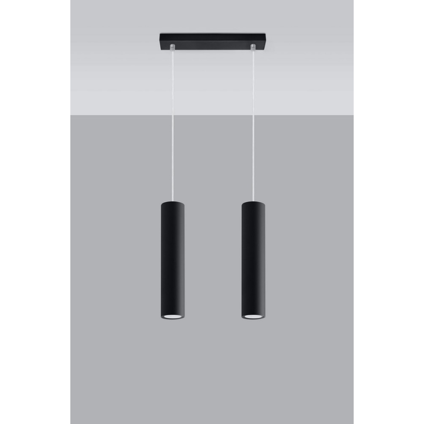 Kattokruunu johdossa LAGOS 2 2xGU10/10W/230V musta