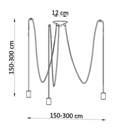 Kattokruunu johdossa EDISON 3 3xE27/60W/230V hämähäkki musta