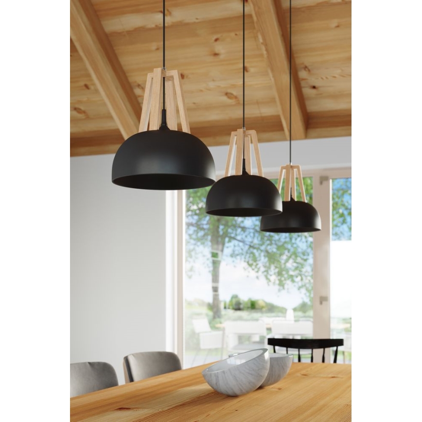 Kattokruunu johdossa CASCO 1xE27/60W/230V halkaisija 30 cm Koivu