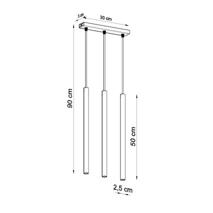 Kattokruunu johdossa PASTELO 3xG9/8W/230V valkoinen