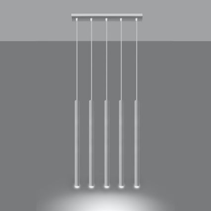 Kattokruunu johdossa PASTELO 5xG9/8W/230V valkoinen