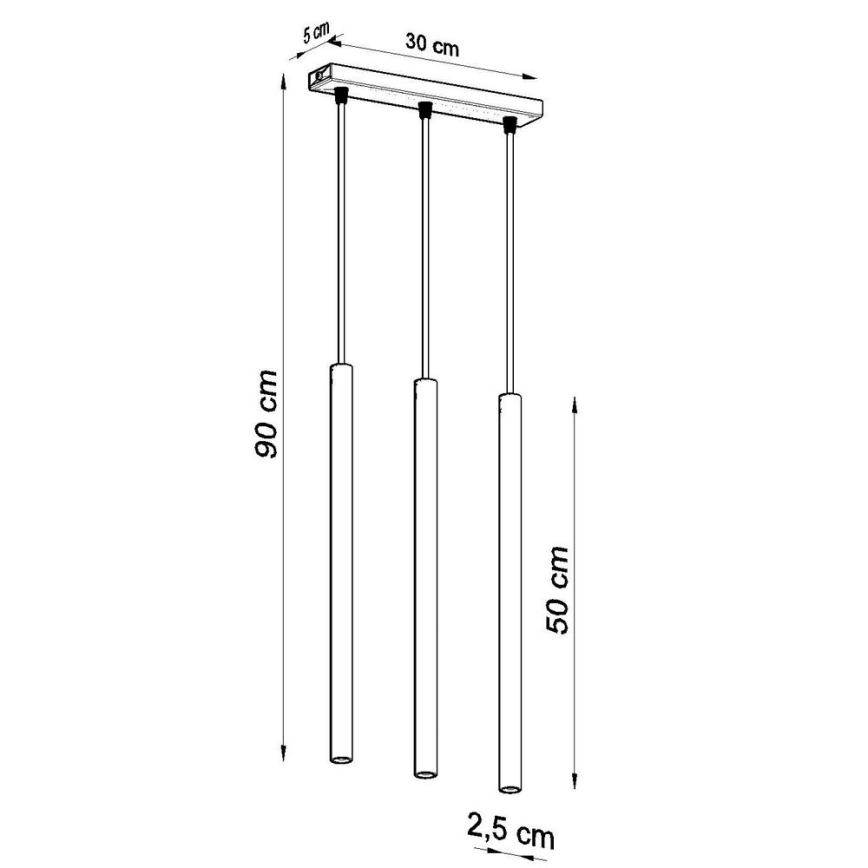 Kattokruunu johdossa PASTELO 3xG9/8W/230V musta