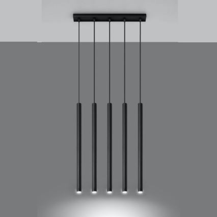 Kattokruunu johdossa PASTELO 5xG9/8W/230V musta