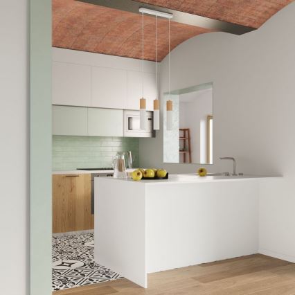 Kattokruunu johdossa PABLO 2xGU10/40W/230V valkoinen/pyökki