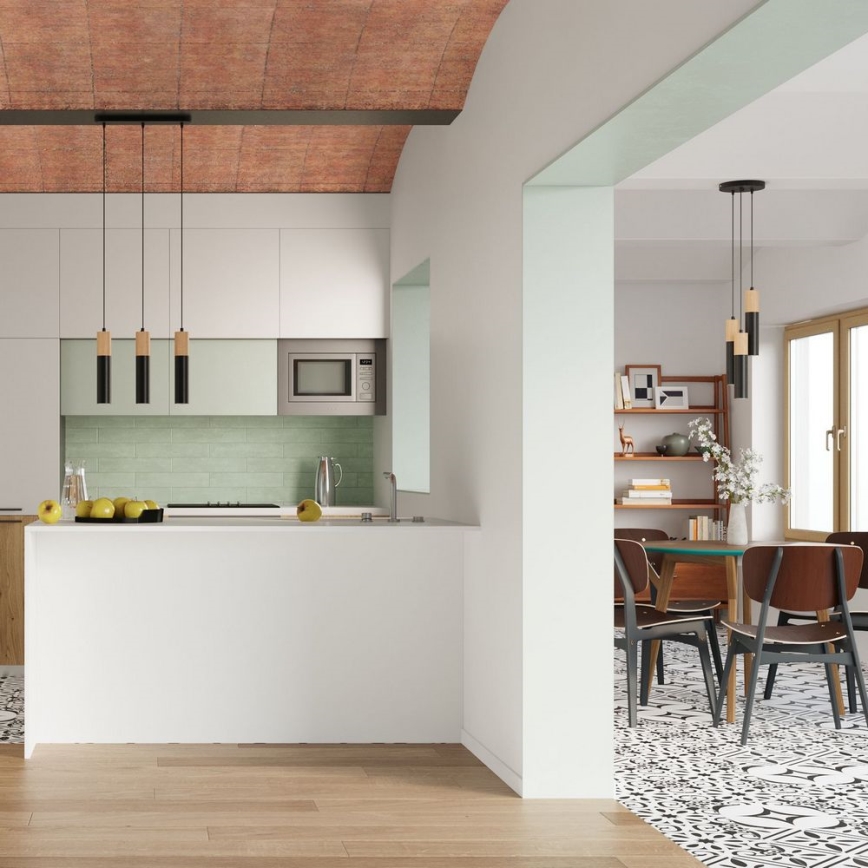 Kattokruunu johdossa PABLO 1xGU10/40W/230V musta/pyökki