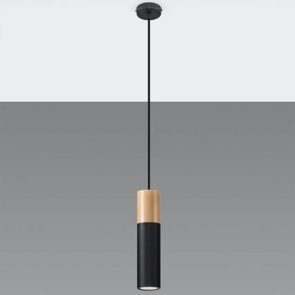 Kattokruunu johdossa PABLO 1xGU10/40W/230V musta/pyökki