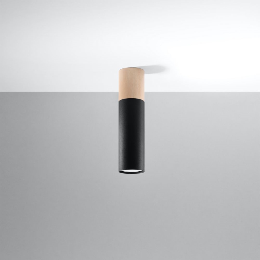 Kattovalo PABLO 1xGU10/40W/230V musta/pyökki